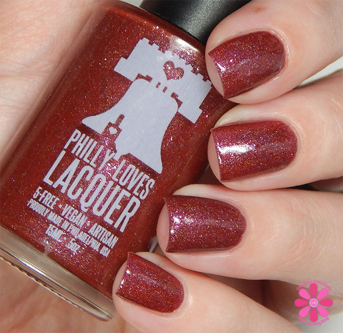 August Addicted to Holos Indie Box Philly Loves Lacquer Fallen Ember Swatch