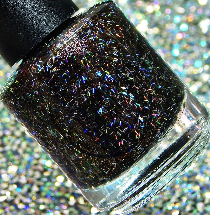 GALAXY NAILS - Clear set with gold and Adriana iridescent flakes